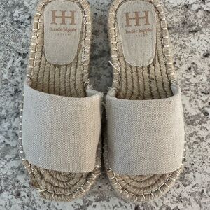 Haute Hippie Linen color Woven Slide Sandals